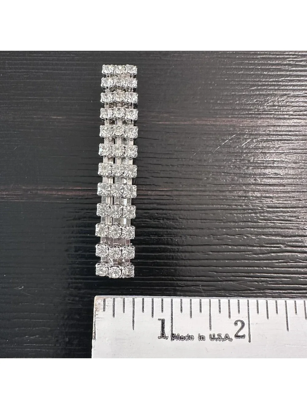 Vintage Made In France Rhinestone Barrette Clear Crystal Silver Tone Hair Clip